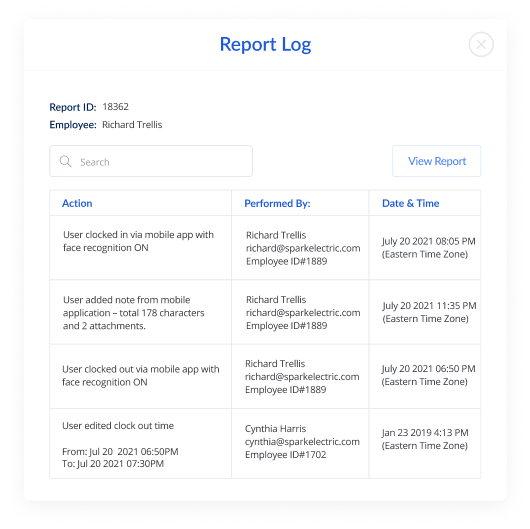 Biometric employee timesheets