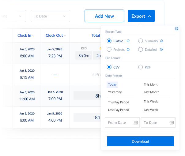 Biometric employee timesheets